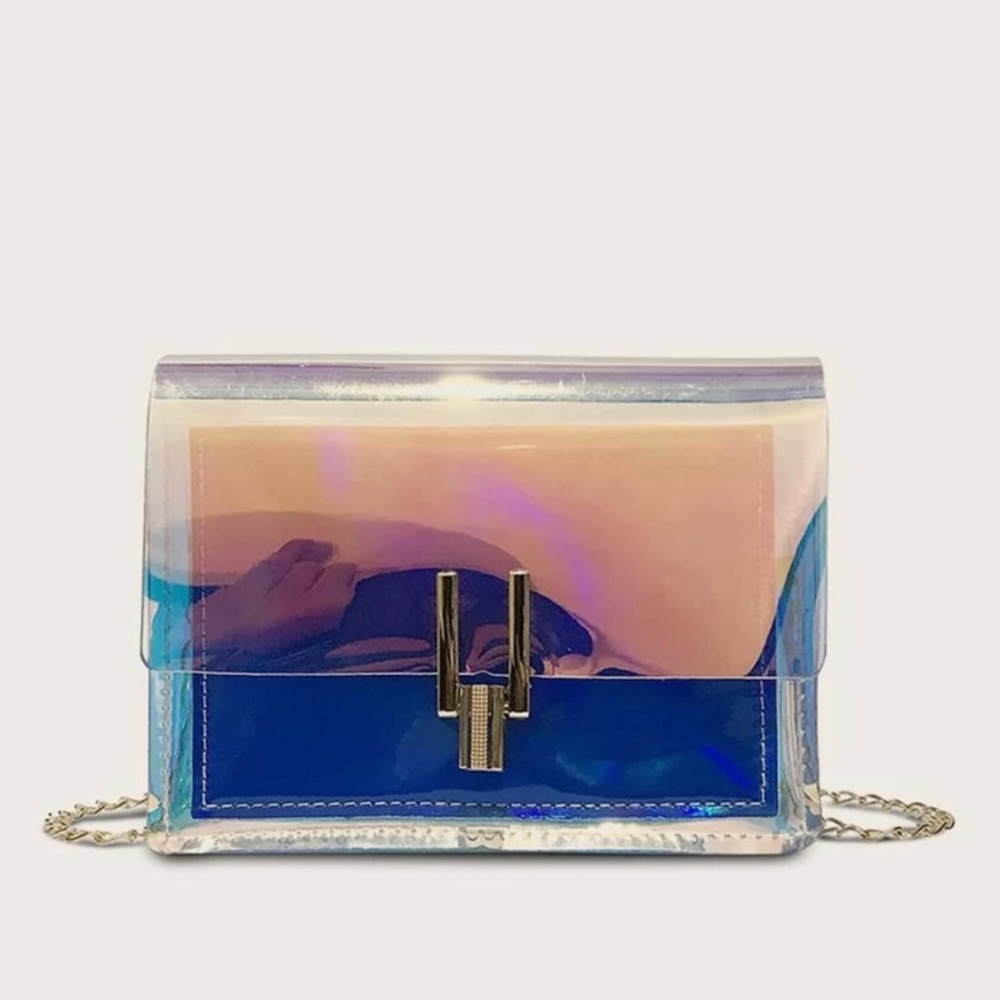 Holographic Colorblock Small Chain Crossbody Bag